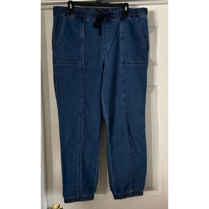 Women's Stitch star Blue Denim Jogger Pants Size XL
